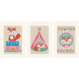 Telpakket - Wenskaart Vosje op reis aida set van 3 - ca. 10,5x15cm