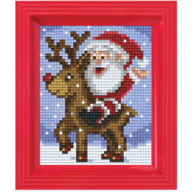 Pixelpakket - Kerstman op rendier met 26 pixelmatjes