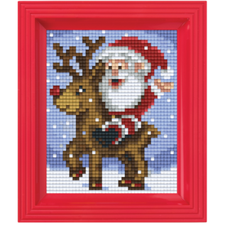 Pixelpakket - Kerstman op rendier met 26 pixelmatjes