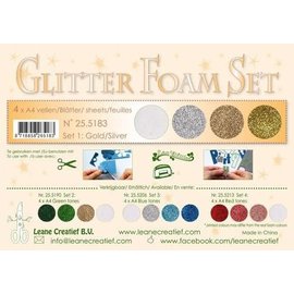 Glitter Foam Set A4, 4 vellen, Gold/Silver