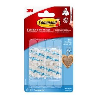 Command transparante minihaken met transparante strips