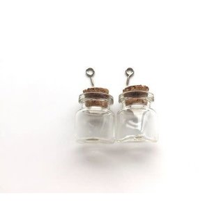 Mini glazen flesjes met kurk & schroef triangle 2st.