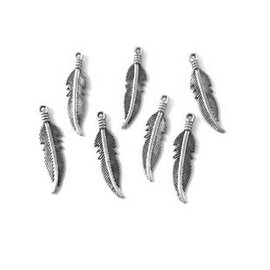 Metal charms veren platinum 27x7mm 7st