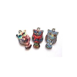 Metal charms uilen 3st