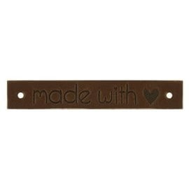 Leren label Made with ♥ , 10mm x 61,5mm