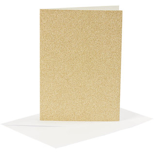 Kaarten met enveloppen, Goud glitter, 4st.