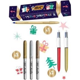 BIC, Xmas Cracker, 4 colours shine, 2 cristal shine, 3 marking metallic, 10 stickers