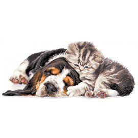 Printed Aida Collection d'Art hond en kat 40x18cm