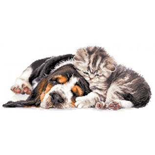 Bedrukt stramien Collection d'Art hond en kat 40x18cm