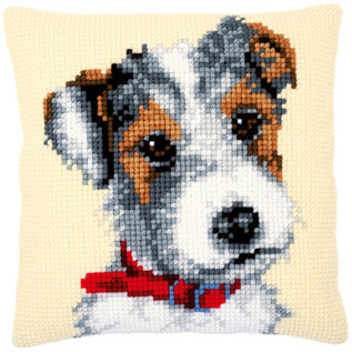 Kruissteekkussen Hond met halsband 40x40cm