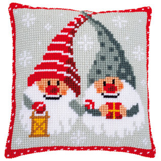 Kruissteekkussen Kerstkabouter 40x40cm