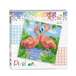 Pixel set - Flamingo's  12x12 cm