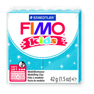 Fimo kids boetseerklei 42g glitter blauw