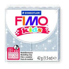 Fimo kids boetseerklei 42g glitter zilver