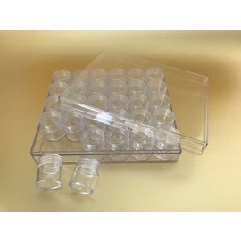 Opbergdoos plexi met 30 ronde doosjes 160x135x34mm