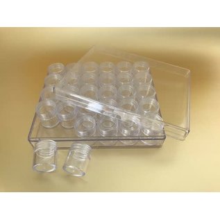 Opbergdoos plexi met 30 ronde doosjes 160x135x34mm