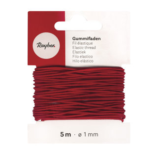 Rayher Elastiekdraad, 1 mm, Rood, 5 m