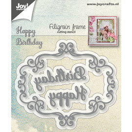 Snijstencil filigraan frame, Happy Birthday