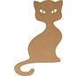 Houten vorm Halloween Kat  15cm
