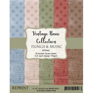 Paperpack size 6x6 170gsm Vintage basic Flings and Music