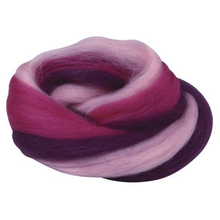 Merino schuurwol, multicolor, in streng, Rose-paars