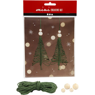 Creative Mini Kit, Macramé Kerstboom, 11 cm, 2 Stuk, 1 Set