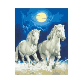 Collection d'art Bedrukt stramien "Witte paarden"