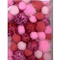 Mix PomPom Set roze incl glitter 50st.  2 cm, 2.5 cm, 3.5 cm