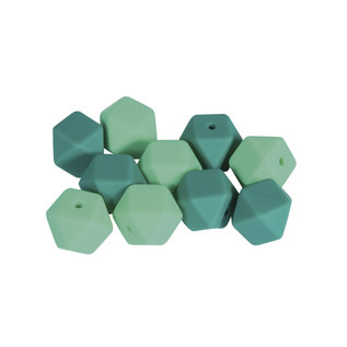 Rayher Siliconekralen hexagon groen 14mm 10st.