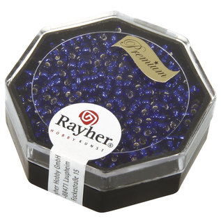 Rayher Premium-rocailles 2,2mm bleu royal 12g, met zilverkem