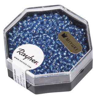 Rayher Premium-rocailles 2,2 mm azuurblauw 12g met zilverkern