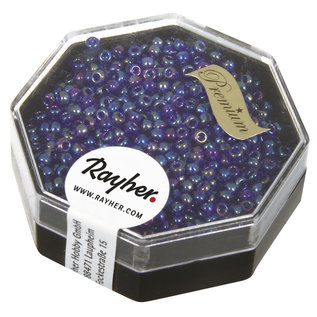 Rayher Premium-rocailles 2,2mm ultra blauw 8g. transparent Rainbow