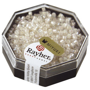 Rayher Delica-rocailles, 2,2mm wit opaal 9g. transparent Rainbow