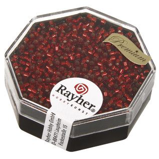 Rayher Delica-rocailles 1,6mm klasiek rood 6g, met zilverkern