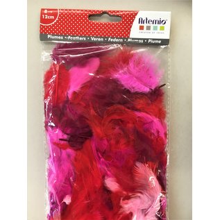 Veren gekleurd rood-roze 8-12cm 10g.