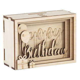 Houten 3D Geschenkbox "Happy Birthday"