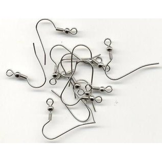 Oorhaakjes fish hook platinum 12 ST