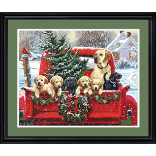 Painting by numbers - Holiday Puppy Truck - 51x41 cm