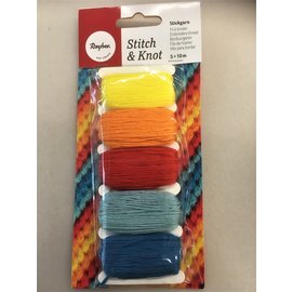 Rayher Katoengaren "Stitch & Knot"  regenboogkleuren 5x10m