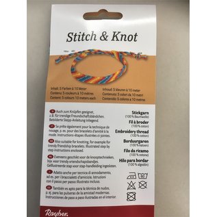 Rayher Katoengaren "Stitch & Knot"  regenboogkleuren 5x10m