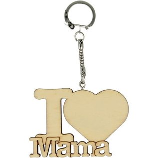 Houten sleutelhanger "I LOVE MAMA"