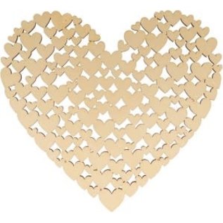 Houten hart met hartjes 27,5x25x0.5cm