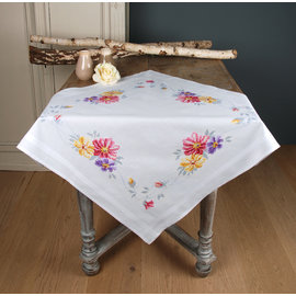 Tafelkleed kit Kleurige bloemen ca. 80 x 80 cm