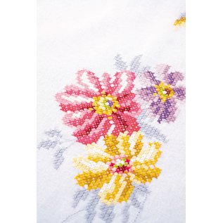 Vervaco Tafelkleed kit Kleurige bloemen ca. 80 x 80 cm