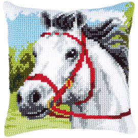 Kruissteekkussen kit Wit paard