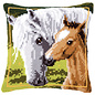 Vervaco Kruissteekkussen kit Wit paard met veulen
