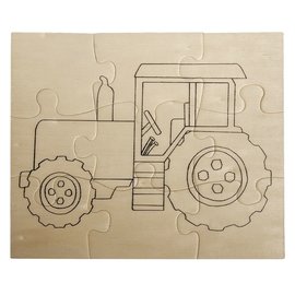 Rayher Houten puzzel Traktor, 17,6x14,7cm, om te kleuren
