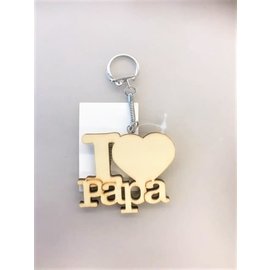 Houten sleutelhanger, I LOVE PAPA
