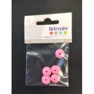 5 Siliconeparels UFO 12x7mm rose