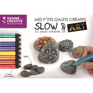 Koffer mijn atelier SLOW & ART 3D / 8 stiften + 5 keien grijs